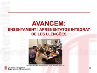 35
AVANCEM:
ENSENYAMENT I APRENENTATGE INTEGRAT
DE LES LLENGÜES
http://educationnext.org/files/ednext_XIV_4_whitmire_img01.jpg
 