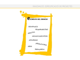 INNOVACIÓ: ESPECIFICACIÓ DE PROJECTES
 