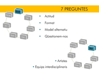 7 PREGUNTES
Actitud
Format
Model alternatiu
Qüestionem-nos
Artistes
Equips interdisciplinaris
 