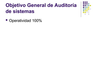 Objetivo General de Auditoría
de sistemas
 Operatividad 100%
 