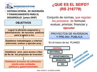 COMPATIBILIZAN E INTEGRAN
LOS SISTEMAS NACIONALES DE
PLANIFICACION E INVERSION
PUBLICA
•El Programa de
Operaciones Anual, ...
