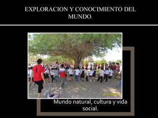 EXPLORACION Y CONOCIMIENTO DEL
MUNDO.
Mundo natural, cultura y vida
social.
 