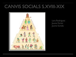 CANVIS SOCIALS S.XVIII-XIX
Lara Rodríguez
Jaume Ferrer
Jaume Sureda
 