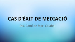 CAS D’ÈXIT DE MEDIACIÓ 
Ins. Camí de Mar, Calafell 
 