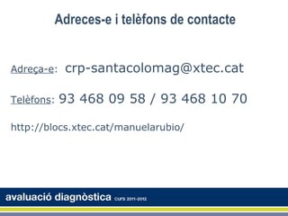 Adreces-e i telèfons de contacte


Adreça-e:   crp-santacolomag@xtec.cat

Telèfons:   93 468 09 58 / 93 468 10 70

http://blocs.xtec.cat/manuelarubio/
 