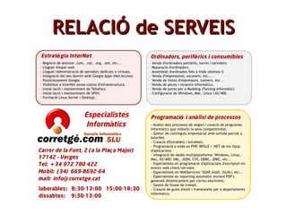 RELACIÓ de SERVEIS 