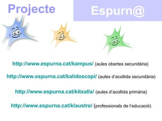 Espurn@ Projecte http://www.espurna.cat/kampus/   (aules obertes secundària) http://www.espurna.cat/kalidoscopi/   (aules ...