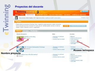 Proyectos del docente 
Nombre proyecto 
Acceso twinspace 
 