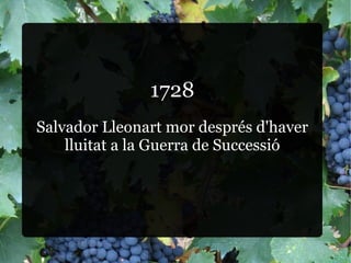 1728 Salvador Lleonart mor després d'haver lluitat a la Guerra de Successió 