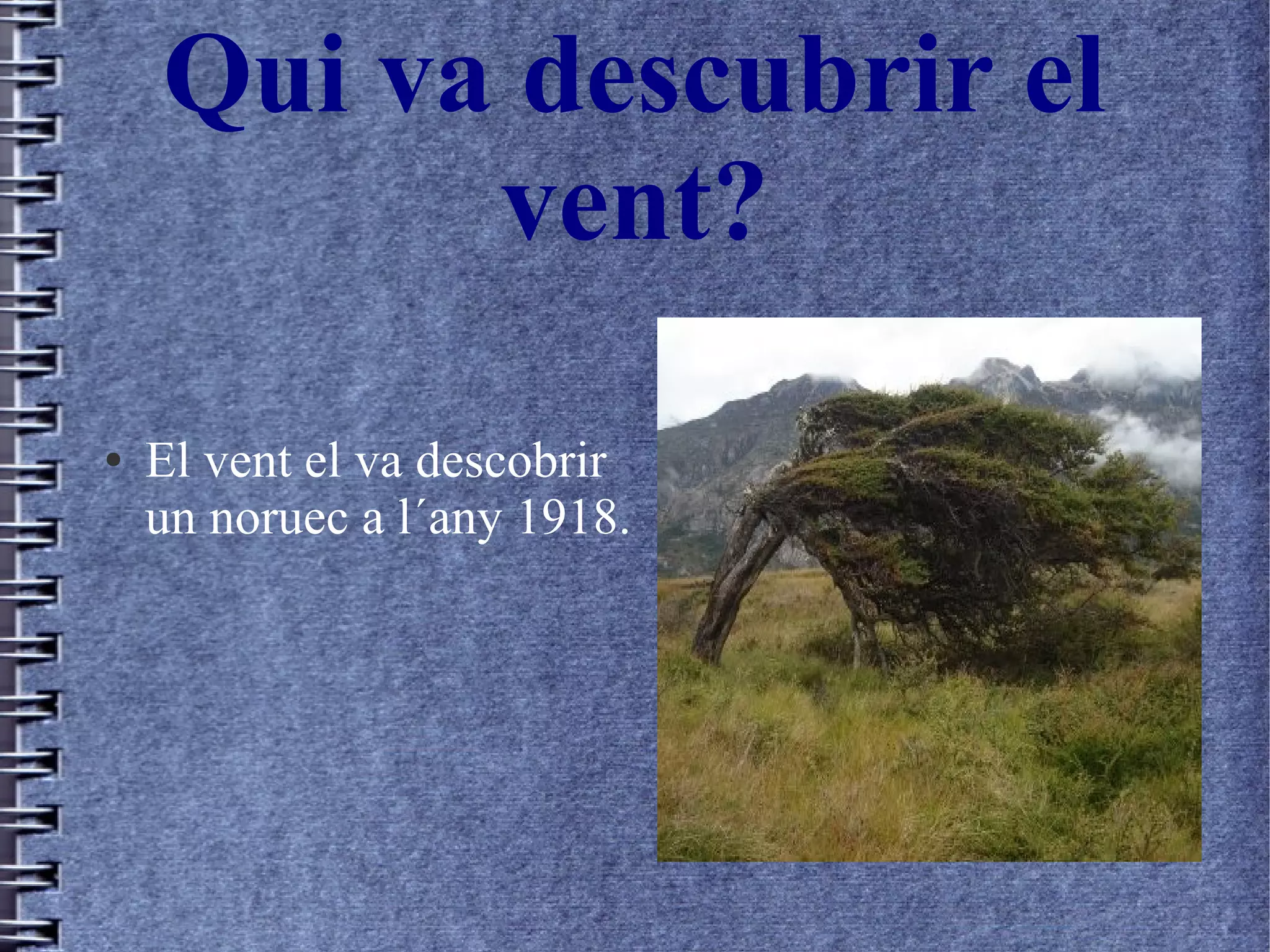 Qui va descubrir el
vent?
● El vent el va descobrir
un noruec a l´any 1918.
 