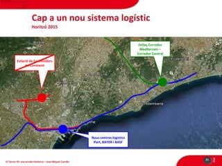 Cap a un nou sistema logístic
Horitzó 2015

Enllaç Corredor
Mediterrani –
Corredor Central
Estació de Contenidors
de Constantí

El Tercer Fil: una errada històrica – Joan Miquel Carrillo

21

PÀG

Nous centres logístics
Port, BAYER i BASF

 