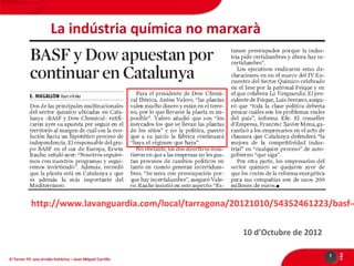 La indústria química no marxarà

http://www.lavanguardia.com/local/tarragona/20121010/54352461223/basf-d

El Tercer Fil: una errada històrica – Joan Miquel Carrillo

7

PÀG

10 d’Octubre de 2012

 