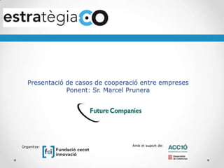 Presentació de casos de cooperació entre empreses
Ponent: Sr. Marcel Prunera
Organitza: Amb el suport de:
 