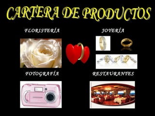 FLORISTERÍA JOYERÍA FOTOGRAFÍA RESTAURANTES CARTERA DE PRODUCTOS 