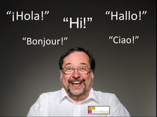 “¡Hola!”       “Hallo!”
  “Bonjour!”   “Ciao!”
 