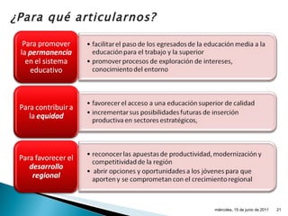 ¿Para qué articularnos? miércoles, 15 de junio de 2011 