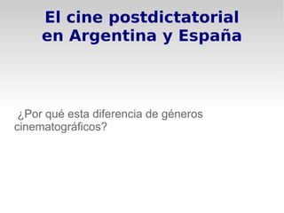 El cine postdictatorial
     en Argentina y España



 ¿Por qué esta diferencia de géneros
cinematográficos?
 