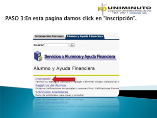 PASO 3:En esta pagina damos click en “Inscripción”.
 