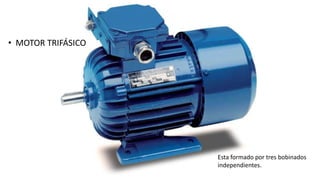 • MOTOR TRIFÁSICO

Esta formado por tres bobinados
independientes.

 