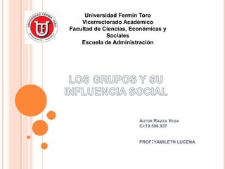 Universidad Fermín Toro
Vicerrectorado Académico
Facultad de Ciencias, Económicas y
Sociales
Escuela de Administración

AUTOR:RAIZZA VEGA
CI:19.596.937
PROF:YAMILETH LUCENA

 