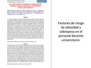 Factores de riesgo
de obesidad y
sobrepeso en el
personal docente
universitario.
 