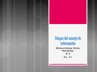 Etapas del manejo de
información
Mónica Andrea Vilchis
Hernández
2º II
N.L. 41
 
