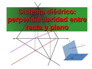 Sistema diédrico:Sistema diédrico:
perpendicularidad entreperpendicularidad entre
recta y planorecta y plano
 