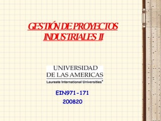 GESTIÓN DE PROYECTOS INDUSTRIALES II EIN971-171 200820 
