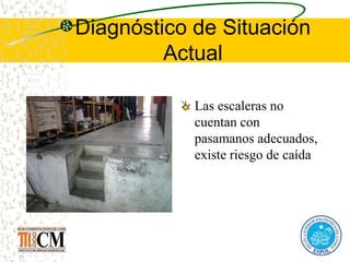 Diagnóstico de Situación
Actual
Las escaleras no
cuentan con
pasamanos adecuados,
existe riesgo de caída
 