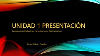 UNIDAD 1 PRESENTACIÓN
Expresiones algebraicas, Factorización y Radicalización.
Autor:Gabriel Guedez
 