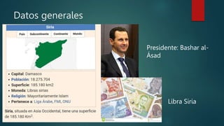 Datos generales
Presidente: Bashar al-
Ásad
Libra Siria
 