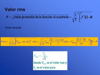 Valor rms
Onda senoidal
 