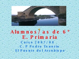 Alumnos/ as de 6º E. Primaria Curso 2007/ 08  C. P Pedro Tenorio  El Puente del Arzobispo 