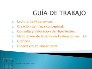 [object Object],[object Object],[object Object],[object Object],[object Object],[object Object],PFPD TECNOLOGÍA E INFORMÁTICA EN  EL AULA CIDE  