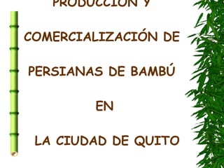 PRODUCCIÓN Y  COMERCIALIZACIÓN DE  PERSIANAS DE BAMBÚ  EN  LA CIUDAD DE QUITO 