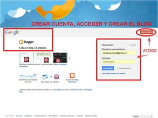 CREAR CUENTA, ACCEDER Y CREAR EL BLOG
 