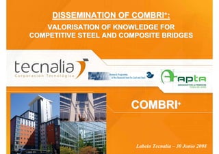 DISSEMINATION OF COMBRI+:
    VALORISATION OF KNOWLEDGE FOR
COMPETITIVE STEEL AND COMPOSITE BRIDGES




                        COMBRI+


                         Labein Tecnalia – 30 Junio 2008
 