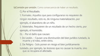b)Comisión por omisión. Como consecuencia de haber un resultado.
 