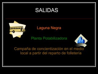 SALIDAS Laguna Negra Planta Potabilizadora Campaña de concientización en el medio local a partir del reparto de folletería 