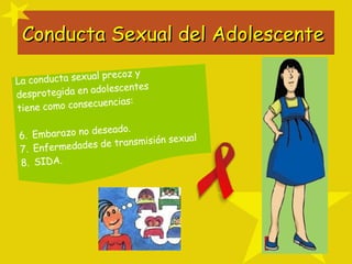 Conducta Sexual del Adolescente  <ul><li>La conducta sexual precoz y  </li></ul><ul><li>desprotegida en adolescentes  </li...