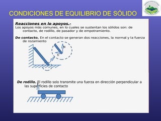CONDICIONES DE EQUILIBRIO DE SÓLIDO
 