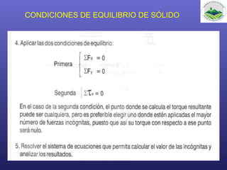 CONDICIONES DE EQUILIBRIO DE SÓLIDO
 