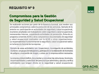 Compromisos para la Gestión
de Seguridad y Salud Ocupacional
REQUISITO Nº 9
 