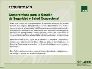 Compromisos para la Gestión
de Seguridad y Salud Ocupacional
REQUISITO Nº 9
 