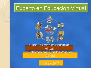 Experto en Educación Virtual
Curso: Experto en Educación
Virtual
Elaborado por: Randall Vásquez
García
Mayo, 2017
 