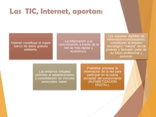 Las TIC, Internet, aportan:
 