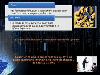 Poder Autoridad Es la capacidad de forzar o coaccionar a alguien, para que éste, aunque preferiría no hacerla
