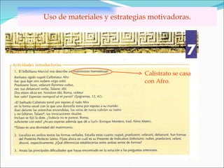 Uso de materiales y estrategias motivadoras. Calístrato se casa  con Afro. 