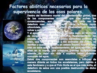 Factores abióticos necesarios para la
  supervivencia de los osos polares.
 