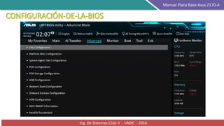 Ing. De Sistemas Ciclo V - UNDC - 2016
Manual Placa Base Asus Z170-A
 